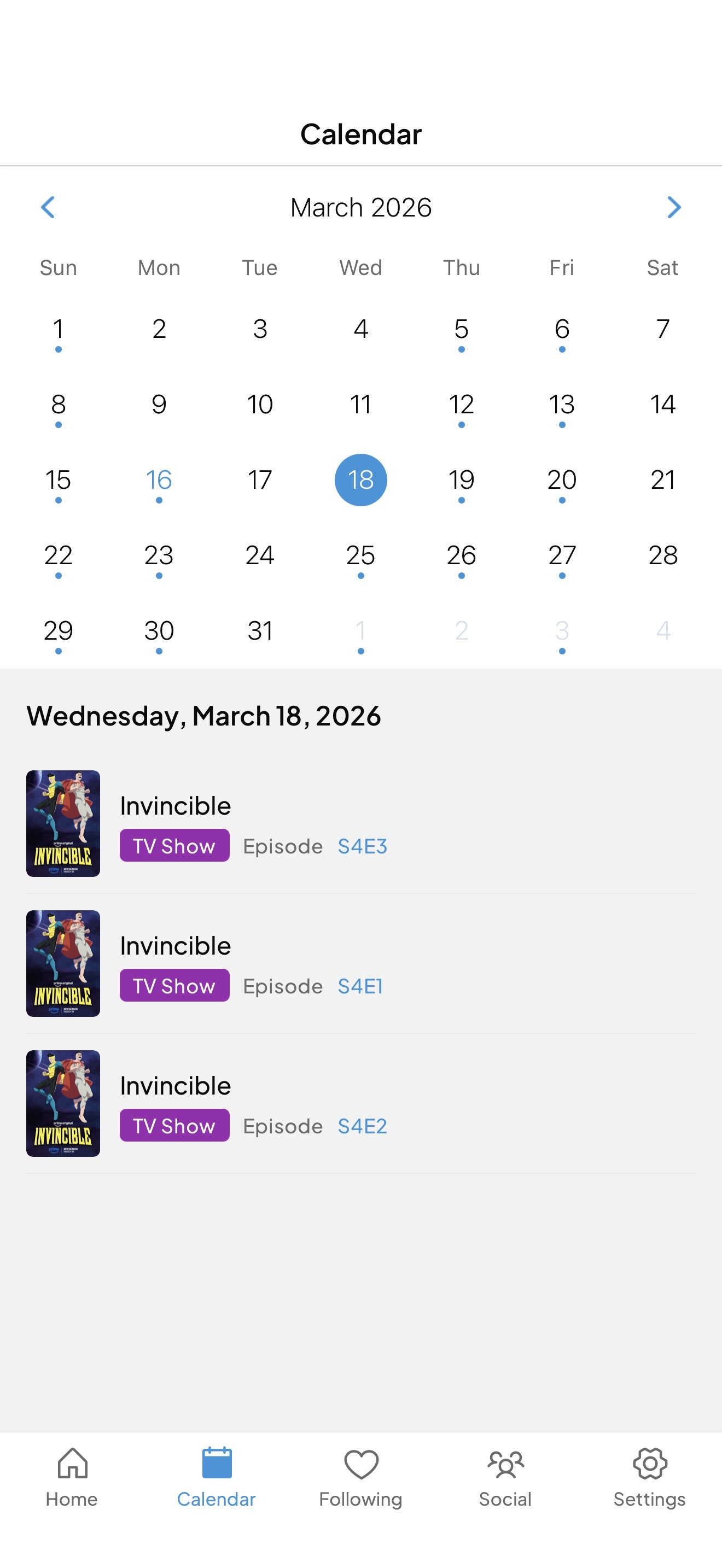 Droppd calendar
